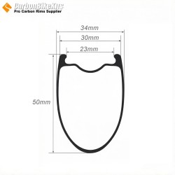 Ruota in Carbonio Ultralight 650B 50x30mm Asimmetrica Tubeless per Gravel